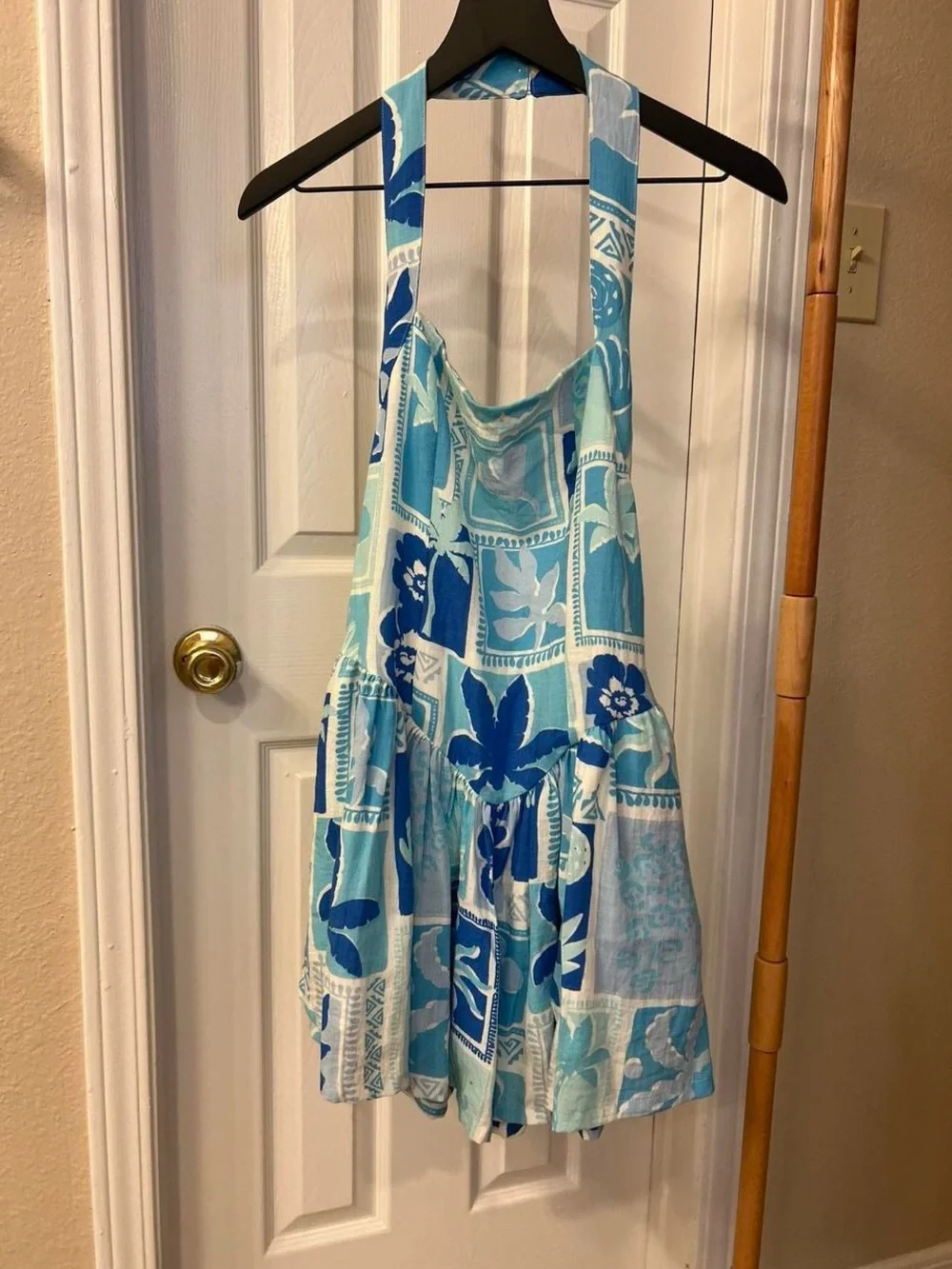Promesa Blue and Aqua Floral Halter Dress